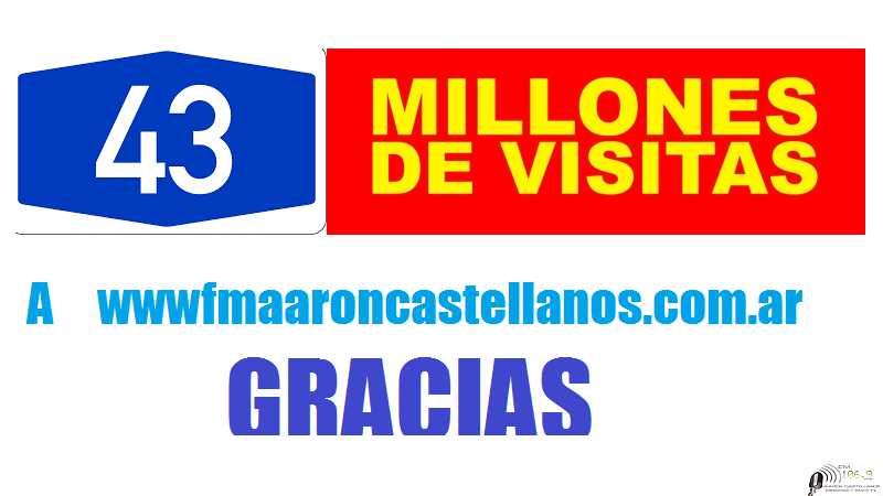 Este lunes 21 de Marzo llegaremos a  43.000.000 millones de visitas en www.fmaaroncastellanos.com.ar