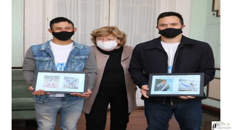 Ana Meiners recibió a  los deportistas Facundo Benitez y Juan Ignacio Alarcon 