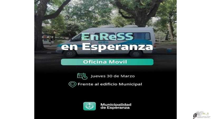 El EnRess oficina móvil estará este jueves frente al edificio Municipal