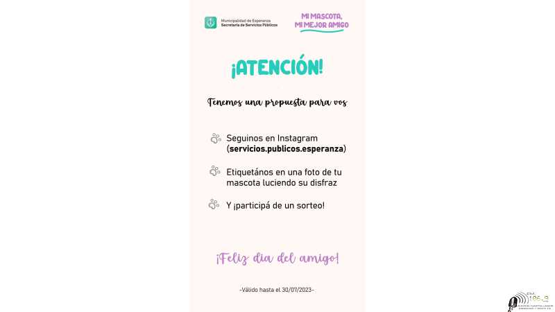 Para todas aquellas personas que no pudieron acercarse con su mascota el día de ayer, les proponemos participar del concurso, subiendo una foto: