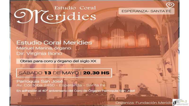 Sábado 13 mayo Estudio Coral Meridies actuara en Parroquia del Colegio San Jose