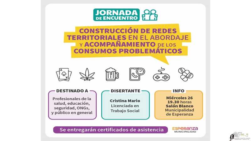 Se realizará una jornada sobre abordaje y acompañamiento de consumos problemáticos