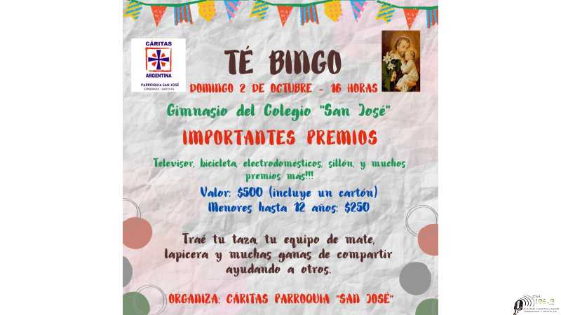 Te Bingo a beneficio Cáritas Colegio San José de Esperanza