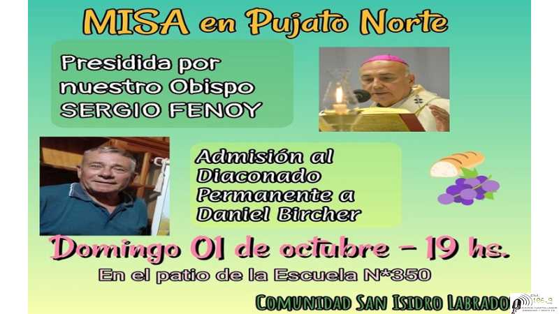 Comunidad San Isidro Labrador invita a participar de una misa en Pujato Norte