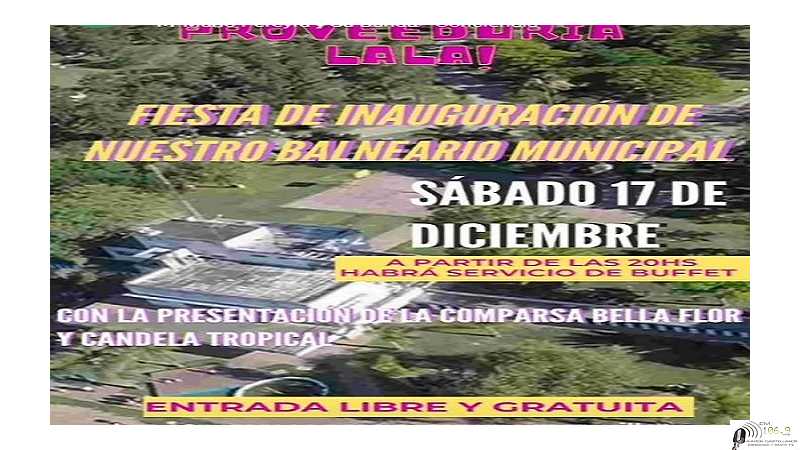 Sábado 17 Dic se inagura la temporada verano en Balneario Municipal de Esperanza
