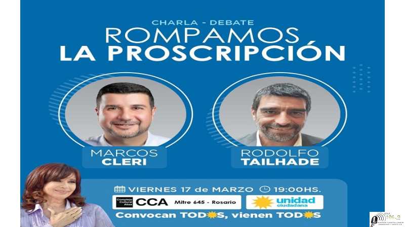 Este viernes, en el Atlas, con Marcos Cleri y Rodolfo Thailade Acto en apoyo a Cristina en Rosario