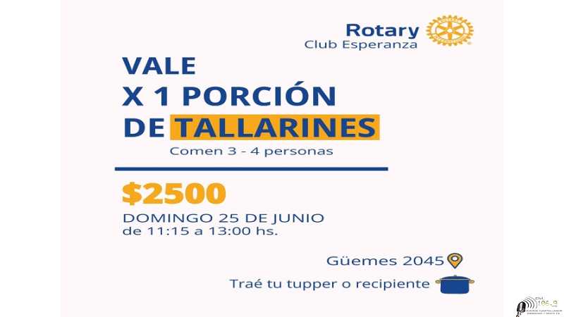 Nueva Tallarinada del Rotary Club Esperanza domingo 25 de Junio