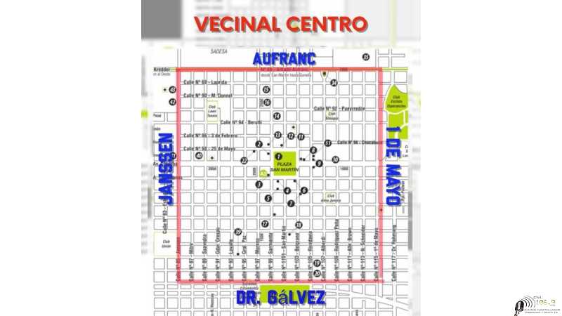 Estos son los límites de la Vecinal Centro