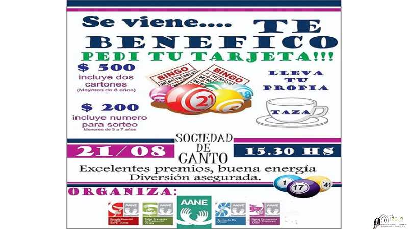 21 -8 15 Hs Bingo a beneficio de AANE en Sociedad de Canto