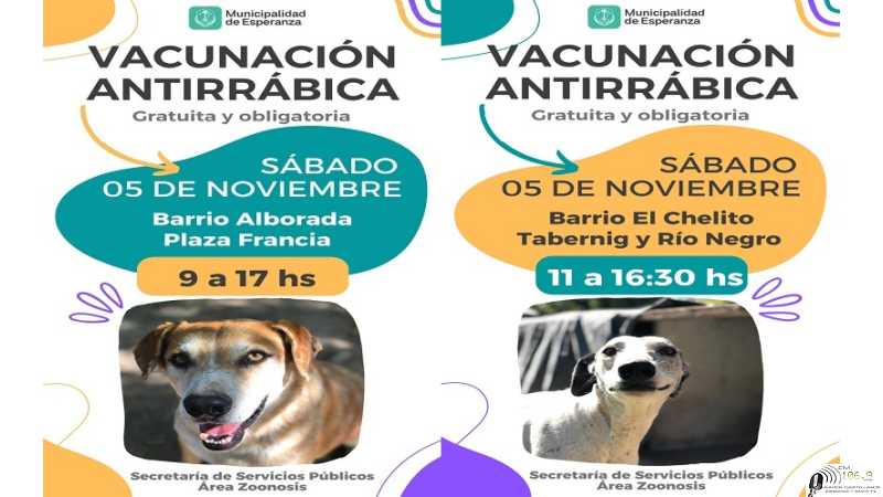 Sábado 5 de Noviembre se vacuna en distintos barrios ver aqui y verificar horarios