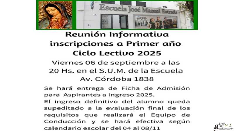 Informe escuela Juan Manuel Strada informes ciclo lectivo 2025 inscripciones
