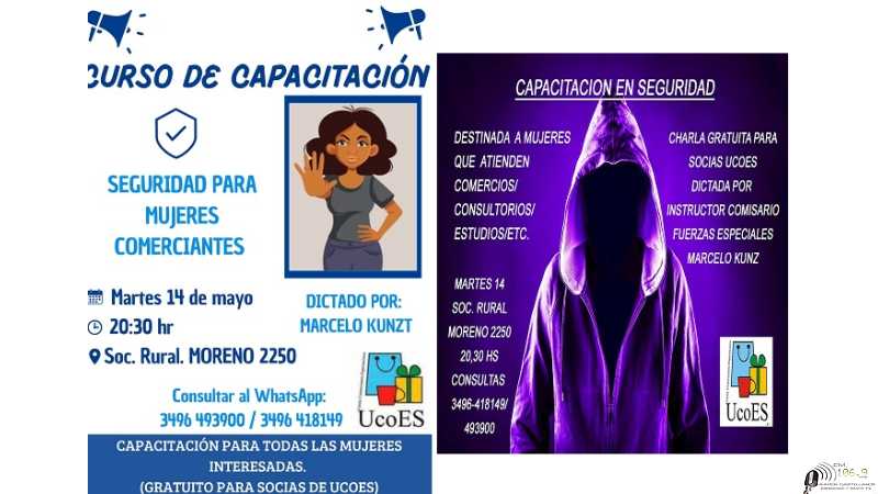Organiza UCOES capacitación PREVENCIÓN  Y SEGURIDAD, orientada a MUJERES que atienden al público en general, en distintos horarios y rubros..