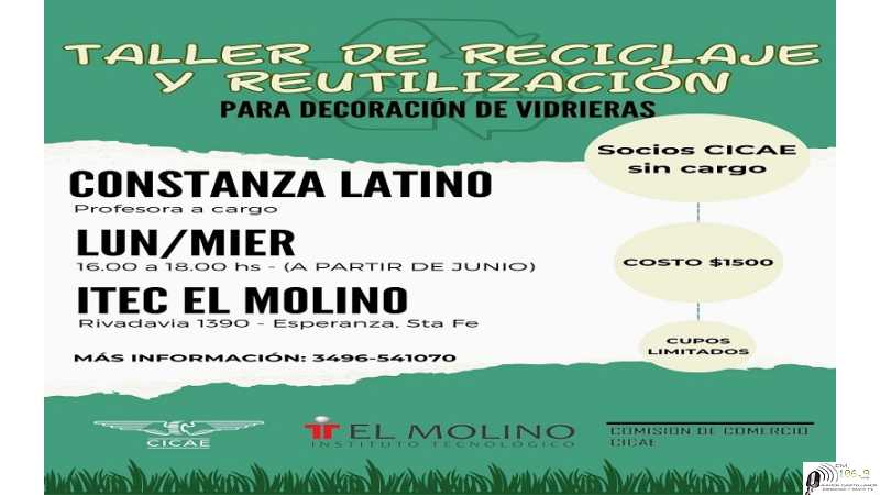 Taller de reciclaje y reutilización a partir de junio