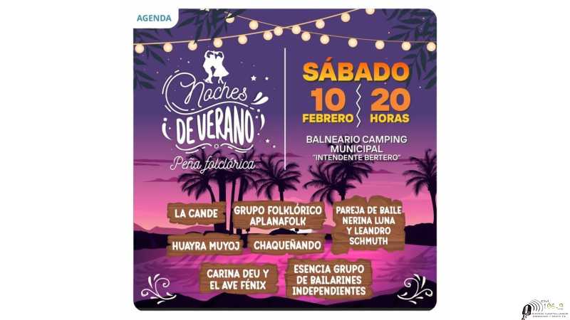 Sábado 10 de Febrero 20, 00 horas Peña Folclorica en Balneario Camping Municipal