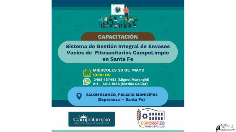 Campo Limpio miercoles 29 mayo en Municipalidad de Esperanza