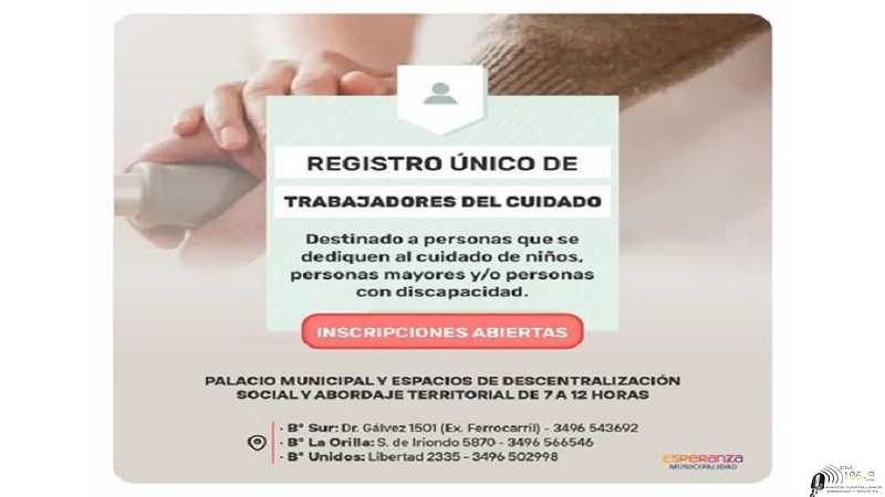 Convocatoria Abierta Registro único de trabajadores del cuidado organiza la Municipalidad Esperanza