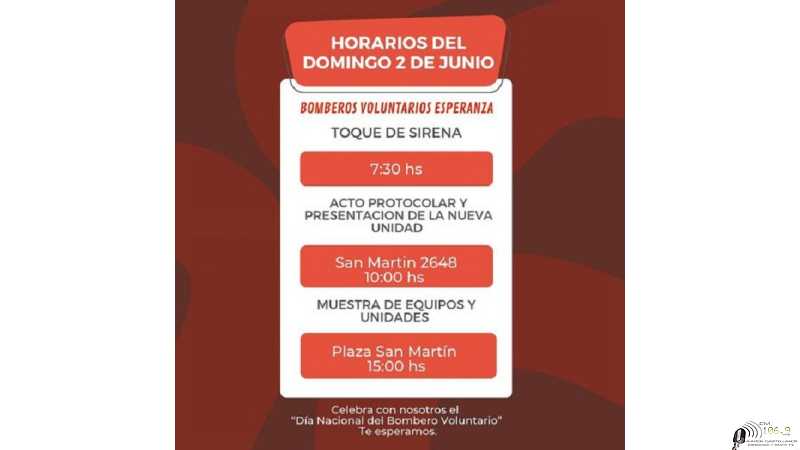 “Día Nacional del Bombero Voluntario”en Esperanza lo celebraremos