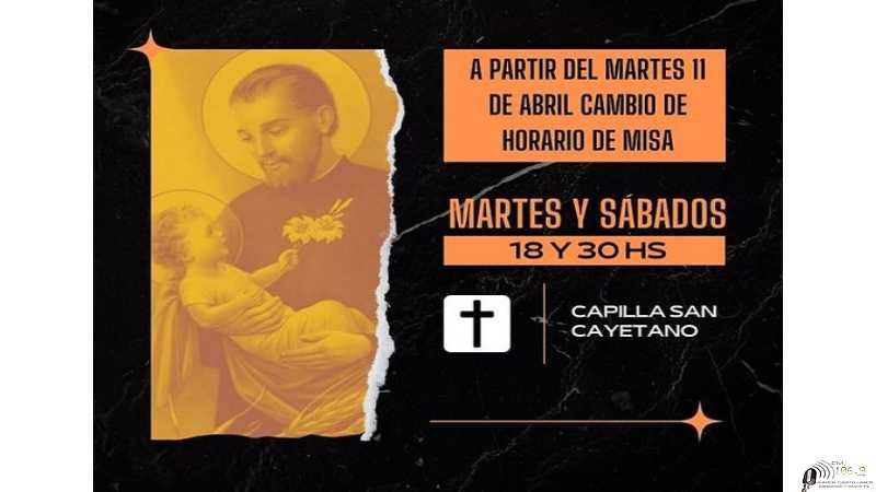 Cambio de horarios de las misas en San Cayetano