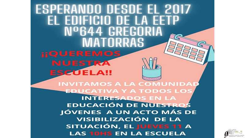 Se invita a reclamar este jueves 11 de Agosto frente a la escuela Gregoria Matorras