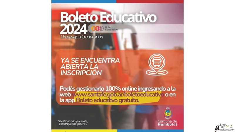 Informa Comuna de Humboldt Boleto educativo gratuito ¿Quiénes pueden solicitarlo?