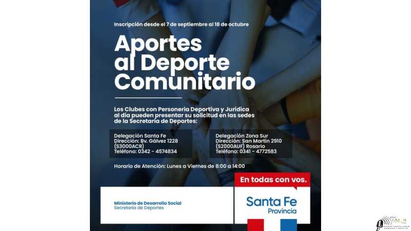 La Prov de Sta Fe Abrio la inscripción al Programa de Aportes al Deporte Comunitario a clubes deportivos
