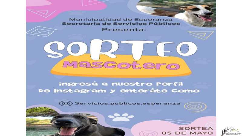 La Secretaría de Servicios Públicos los invita a participar de este gran sorteo en el marco del día del animal
