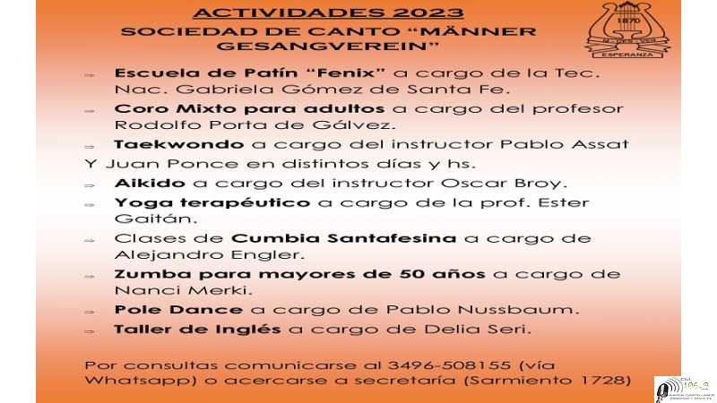 Actividades 2023 que pueden realizar en Sociedad de Canto de Esperanza