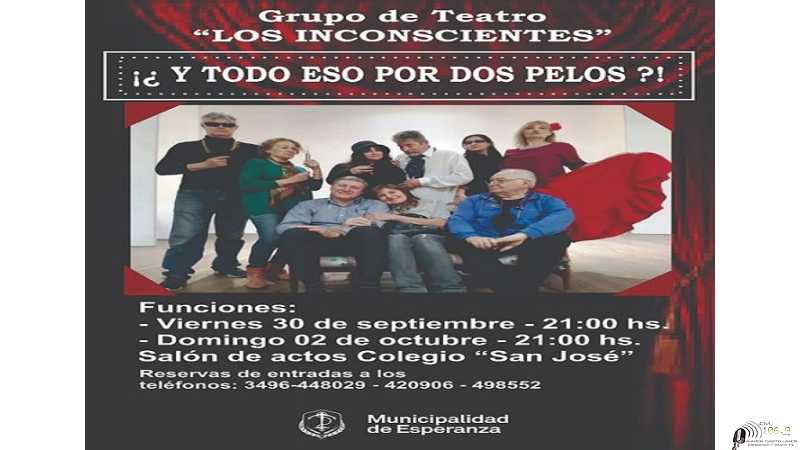 Secretaría de Cultura y Deportes Municipalidad de Esperanza presenta obra de teatro