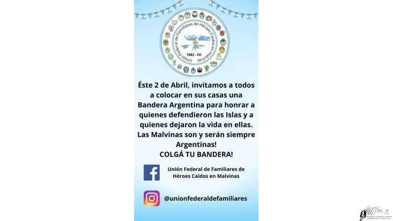 Invitan a colocar banderas este 2 de Abril