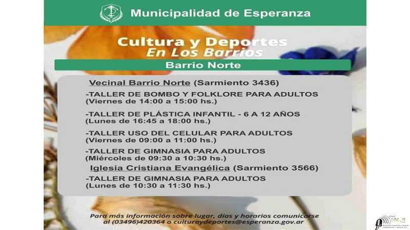 Secretaría de Cultura y Deportes Municipalidad de Esperanza presenta oportunidades de aprendizajes en barrios