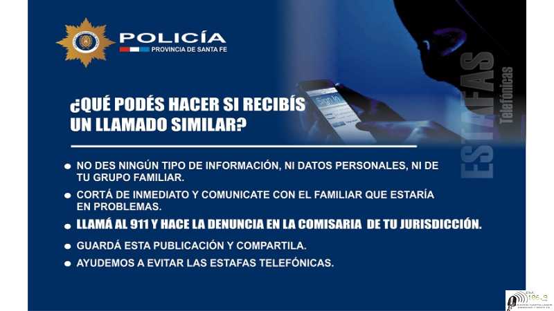 Material preventivo y consejos sobre ESTAFAS, existen gran cantidad de llamados telefónicos de diferentes localidades