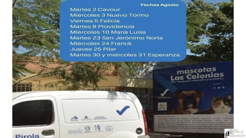 Mascotas Las Colonias anuncia dias que llegaran a distintas localidades del Dto