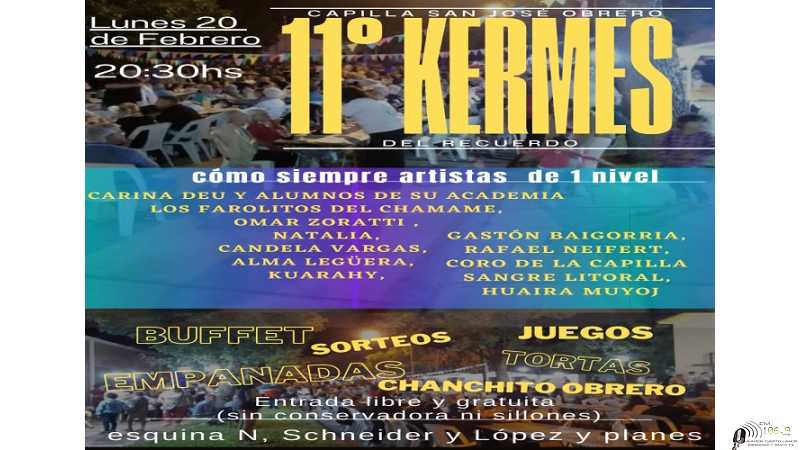 Hoy Lunes 20 de febrero Tradicional 11° kermese de la Capilla San Jose Obrero