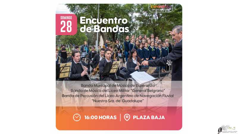 Domingo encuentro de bandas Acercate y disfruta al máximo de los espacios públicos y municipales Entrada libre y gratuita!