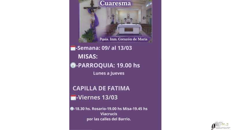 Horarios y dias de misas