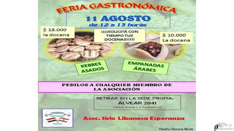 Asociación Siria Libanesa realiza feria gastronómica