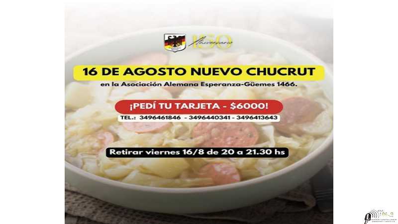 Asociación Alemana Deutscher Verein Esperanza 16 de Agosto ofrece venta de Chucrut