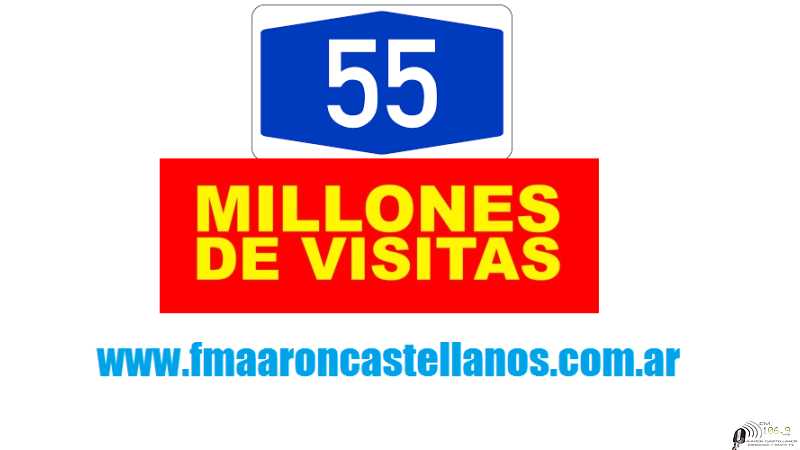 Para este sábado 10 de Sep. superaremos las 55.000.000 visitas en www.fmaaroncastellanos.com.ar