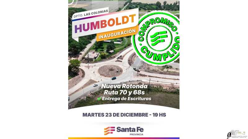 Se inagura la rotonda Rutas 70 y 68 S en Humboldt