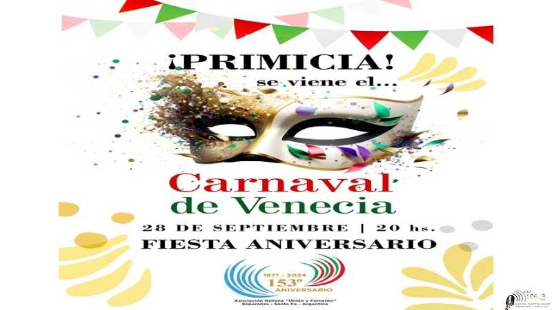 Carnaval de Venecia se vivirá en Esperanza el 28 de Septiembre