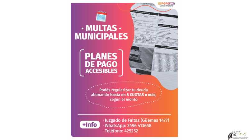 Municipalidad Esperanza multa pendiente? Podés regularizar tu deuda con planes de pago accesibles. Multas