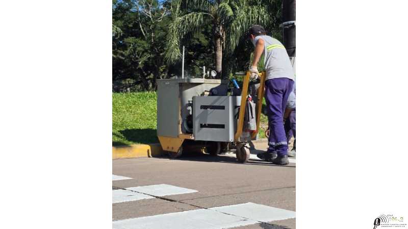 Repararon máquina de marcación vial y volvieron a utilizarla en Esperanza