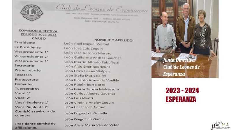 Club de Leones Esperanza renovó autoridades 2023 -2024