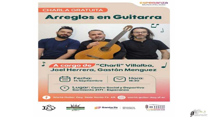Charla Gratuita arreglos en guitarra en el Centro Social Esperanza sabado 14 Sep.18, 30 horas