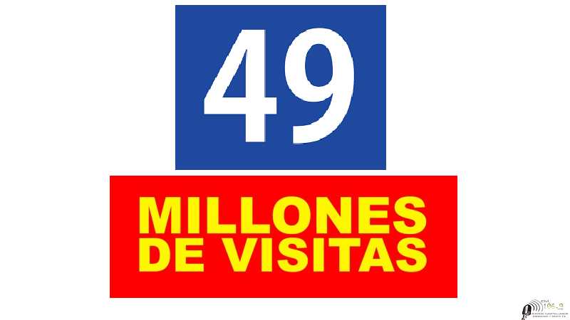 21,30 horas de este sábado sobrepasamos las 49.000.000 de visitas a www,fmaaroncastellanos.com.ar