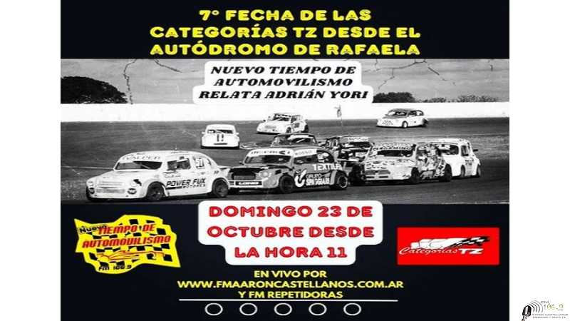 Este domingo no te pierdas la trasmisión de las Categorías TZ en vivo desde la hora 11 directamente desde Rafaela. Escuchanos en www.fmaaroncastellanos.com.ar