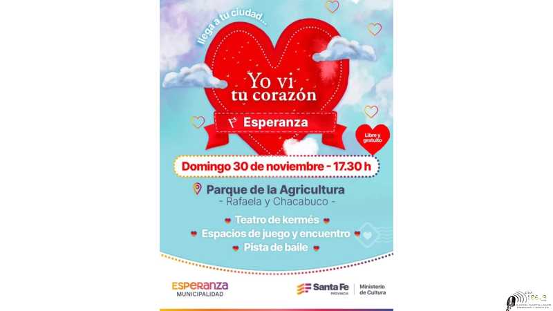 “Yo vi tu Corazón” llega a Esperanza El domingo 30 de noviembre, desde las 17:30 h en el Parque de la Agricultura