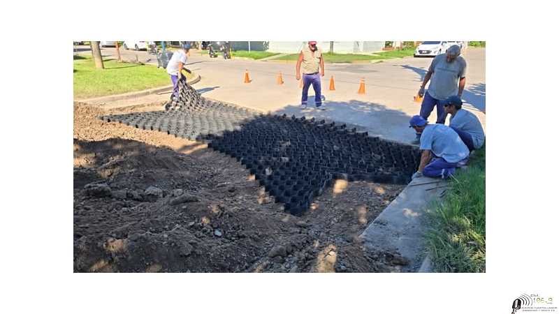 Operarios municipales comenzaron la colocación de geo celdas de estabilización