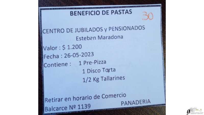 Centro jubilados Esteban Maradona realiza una venta pastas a beneficio
