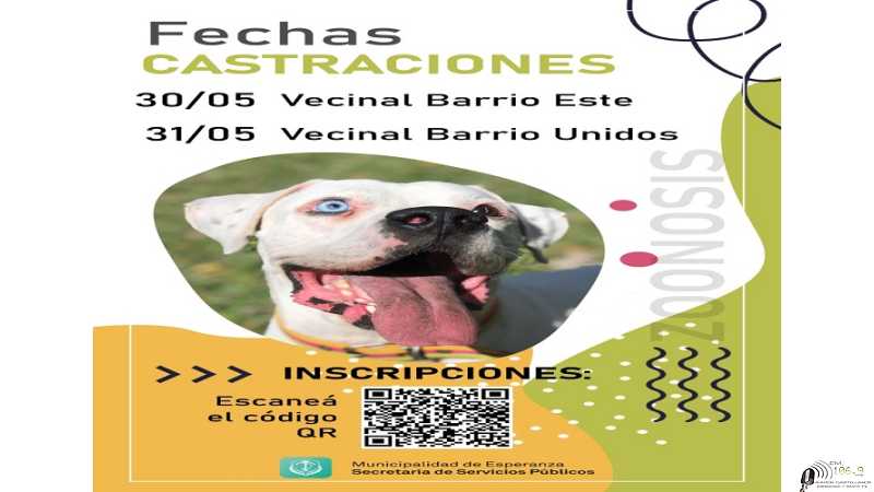 30 y 31 de Mayo se realizaran castraciones en dos barrios
